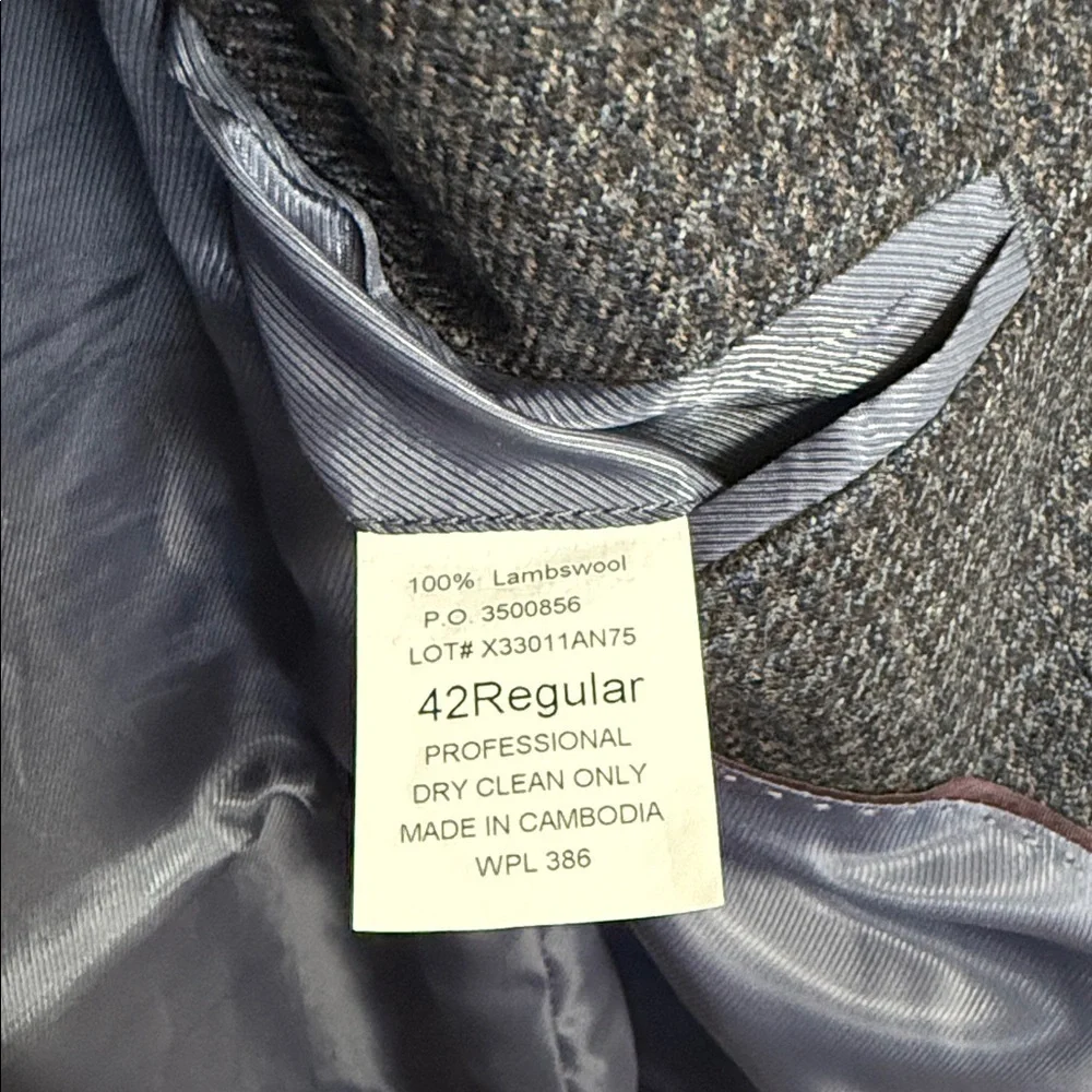 Saddlebred Mens Wool Blazer Houndstooth Pattern size 42 Regular 100% Lambswool
